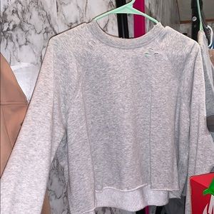 distressed aerie cropped crewneck